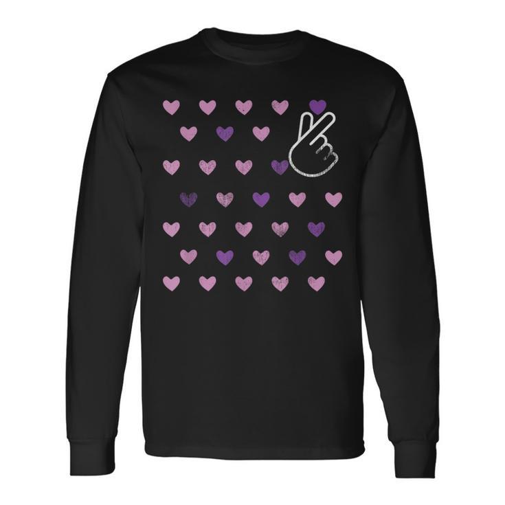 K-Pop Lover Finger Heart Shape Korean Pop Music Fan Long Sleeve T-Shirt Gifts ideas