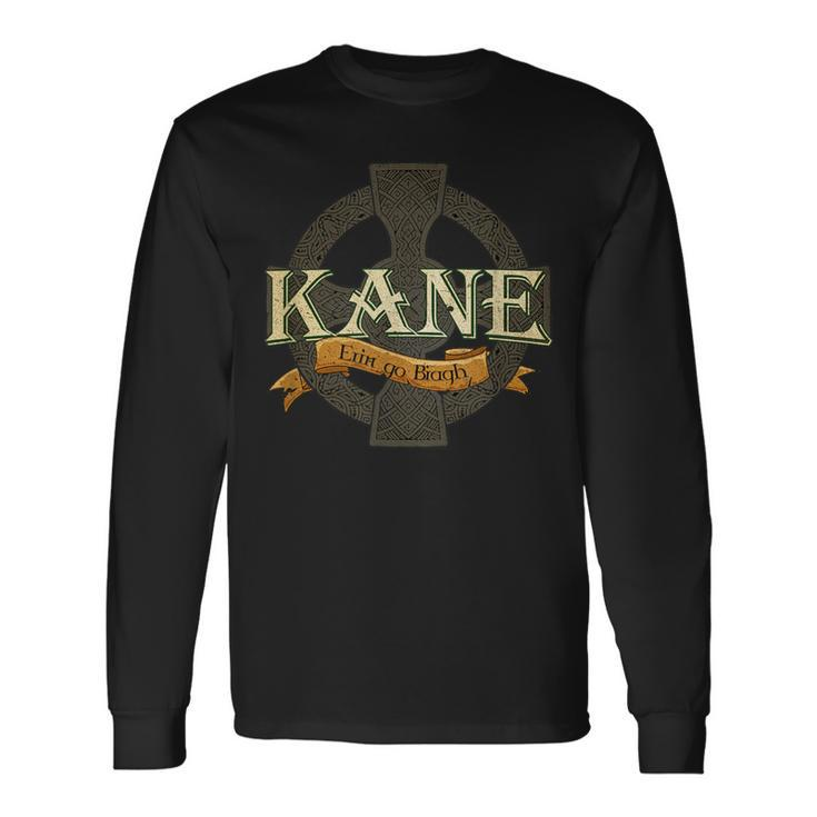Kane Irish Surname Kane Irish Family Name Celtic Cross Long Sleeve T-Shirt