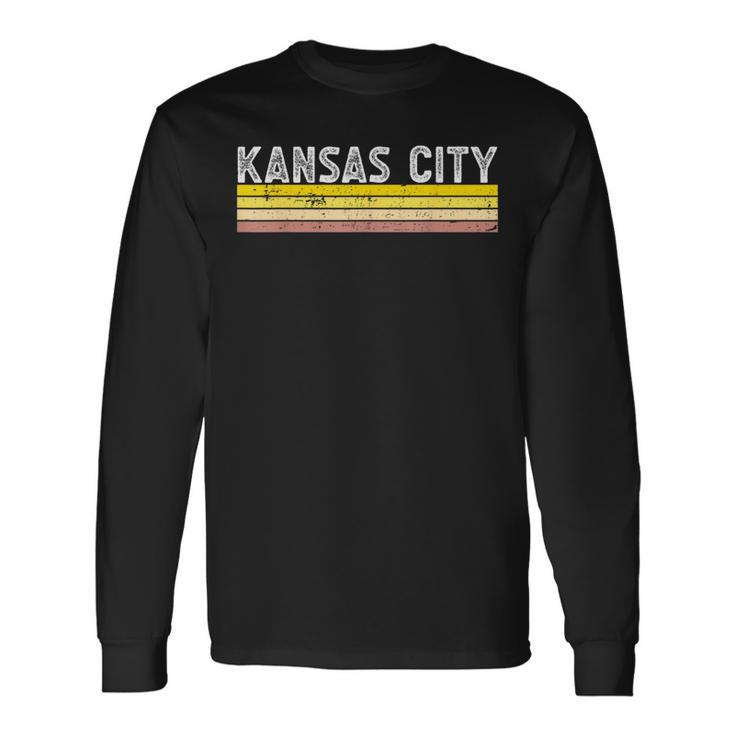 Kansas City Missouri Retro 3 Stripes Distressed Kansas City Long Sleeve T-Shirt