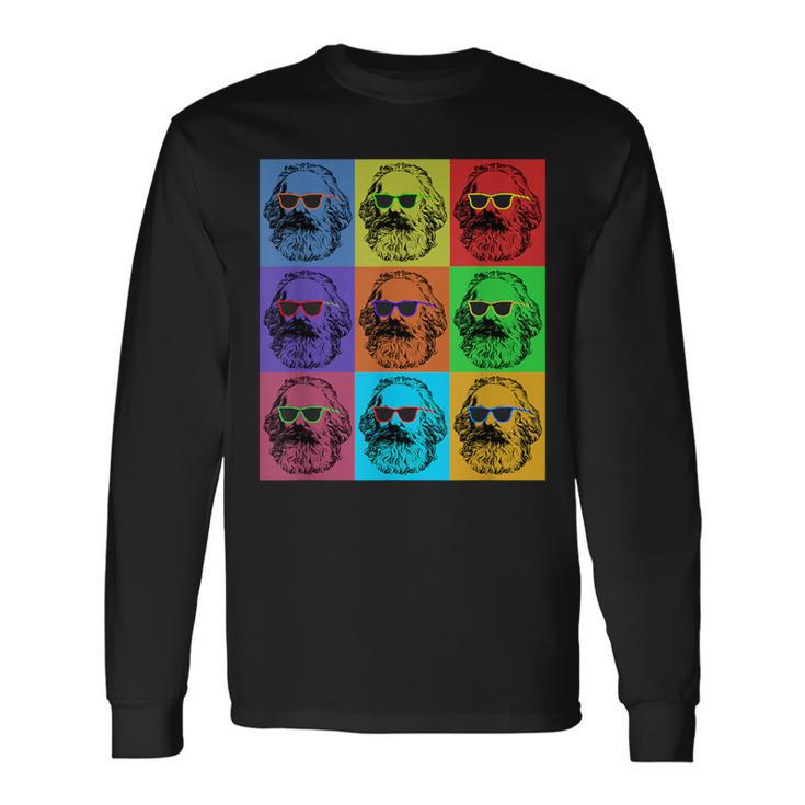 Karl Marx Pop Art Portrait Revolutionaries Retro Vintage Langarmshirts Geschenkideen