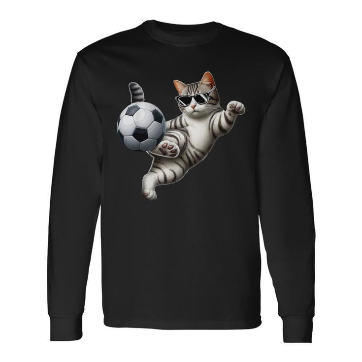 Katzen-Sonnenbrille Spielt Fußball-Kostüm Spielerbesitzer Liebhaber Langarmshirts Geschenkideen