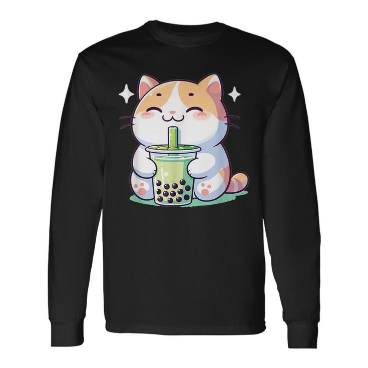 Kawaii Cats Bubble Tea Boba Cat Long Sleeve T-Shirt