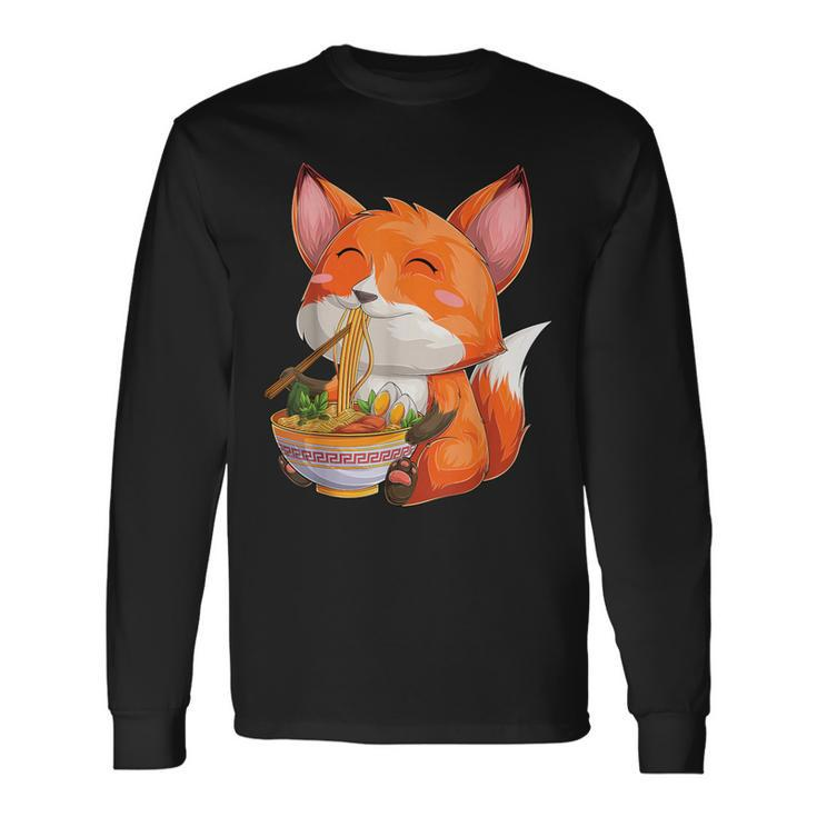 Kawaii Japanese Anime Fox Ramen Food Lovers Long Sleeve T-Shirt