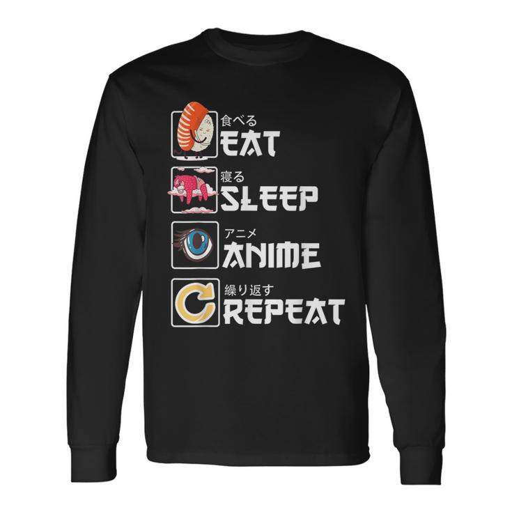 Kawaii Manga Sushi Eat Sleep Anime Repeat Cute Anime Long Sleeve T-Shirt