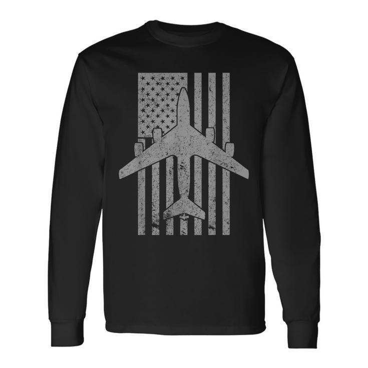 Kc-135 Stratotanker Military Airplane Vintage Flag Long Sleeve T-Shirt