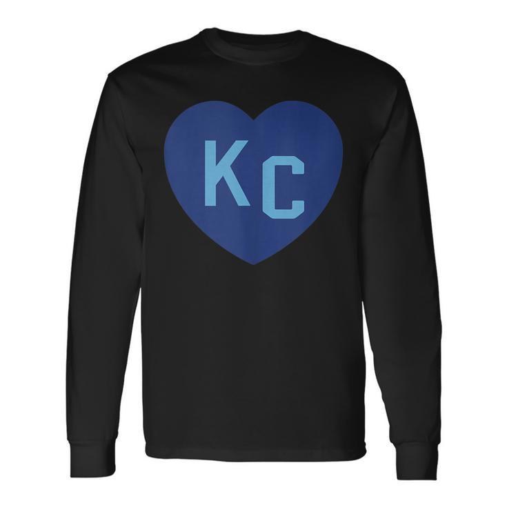 Kc Heart Kc Kansas City Kc Love Kc Powder Blue Kc 2-Letter Long Sleeve T-Shirt