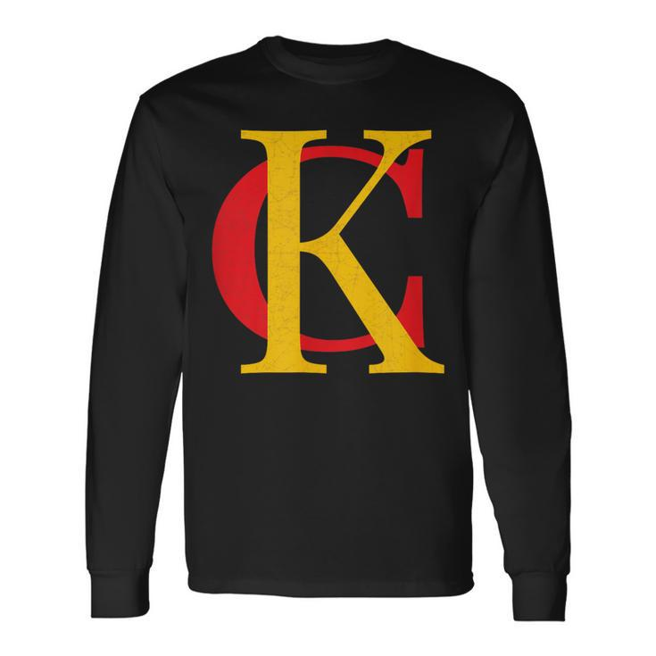 Kc Kansas City Red Yellow & Black Kc Classic Kc Initials Long Sleeve T-Shirt