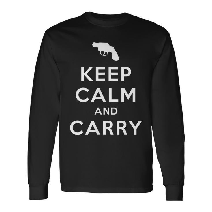 Keep Calm Carry Second Amendment Gun Firearm Targets Holster Long Sleeve T-Shirt