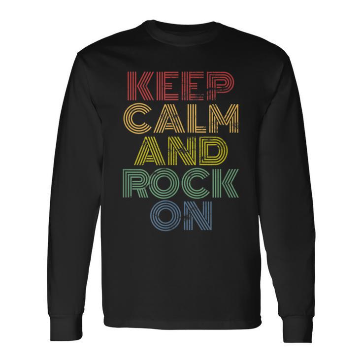 Keep Calm And Rock On Retro 70S Vintage Distressed Look Long Sleeve T-Shirt