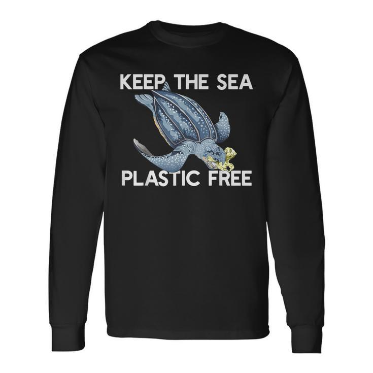 Keep The Sea Plastic Free Turtle With Bag Protect Ocean Meme Long Sleeve T-Shirt