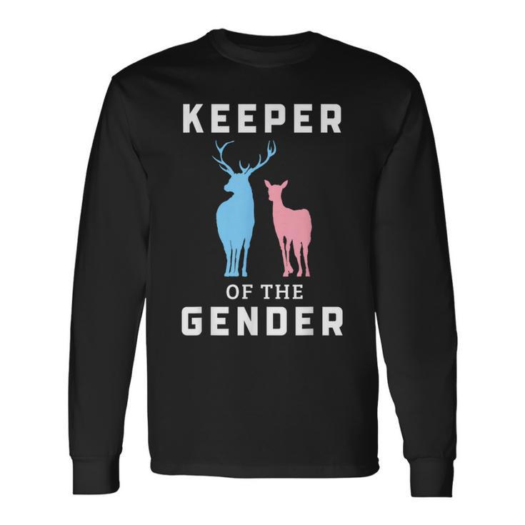 Keeper Of The Gender Buck Or Doe Gender Reveal Long Sleeve T-Shirt