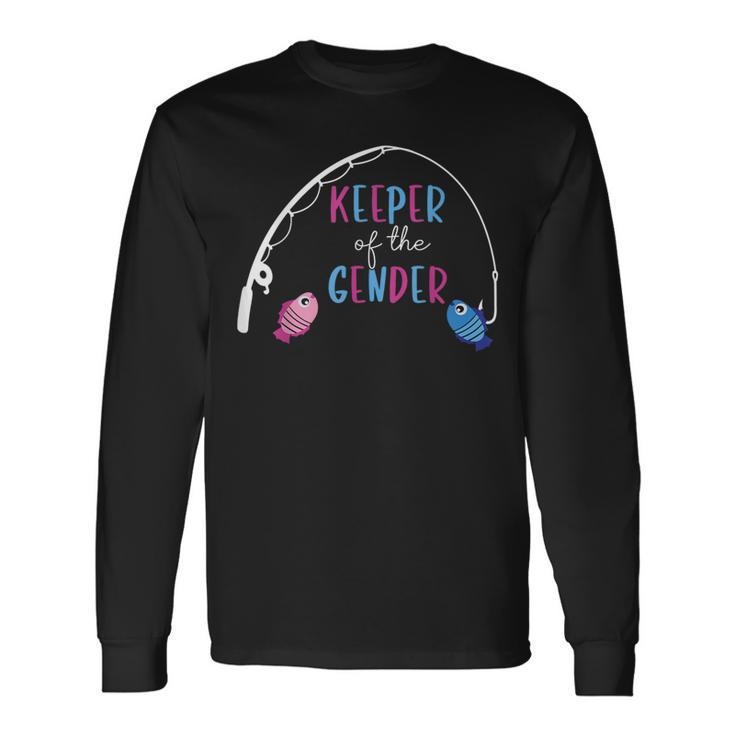 Keeper Of The Gender Fish Gender Reveal Baby Shower Long Sleeve T-Shirt