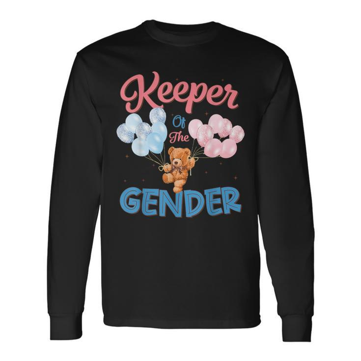 Keeper Of The Gender Reveal Baby Bear Balloons Party Long Sleeve T-Shirt