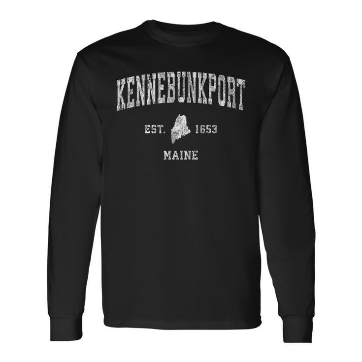 Kennebunkport Maine Me Vintage Athletic Sports Long Sleeve T-Shirt Gifts ideas