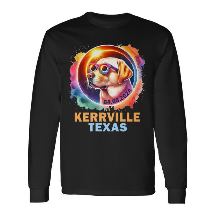 Kerrville Texas Total Solar Eclipse 2024 Labrador Retriever Long Sleeve T-Shirt