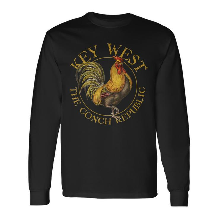 Key West Florida Vintage Rooster Souvenir Long Sleeve T-Shirt Gifts ideas