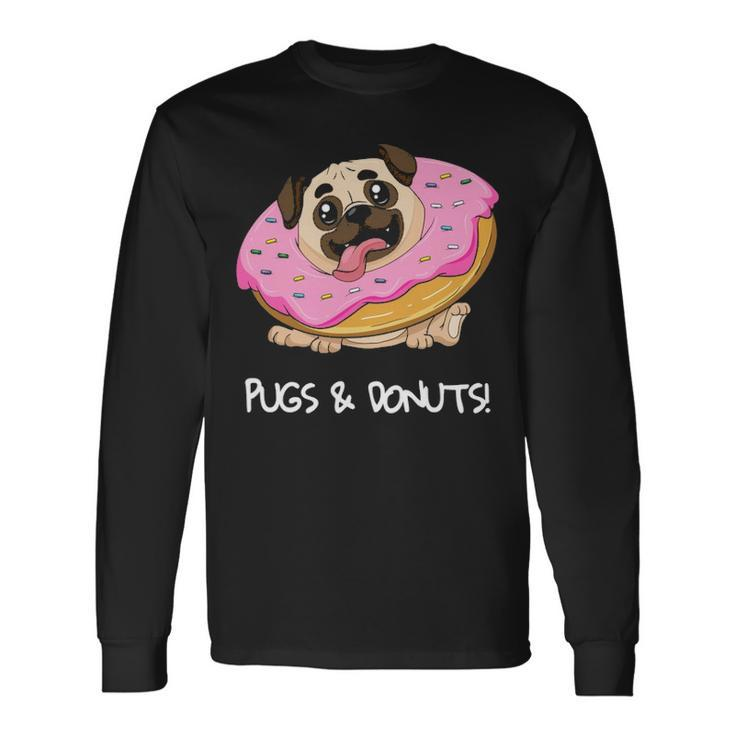 Kids Pugs & Donuts Pug Lover Candy Fan Girl Long Sleeve T-Shirt