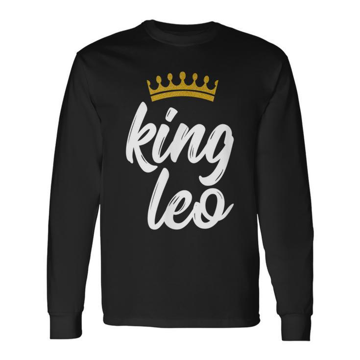 King Leo Crown Zodiac Sign Birthday Long Sleeve T-Shirt Gifts ideas