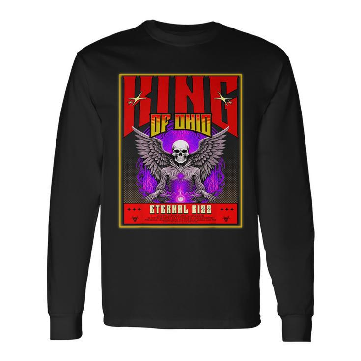 King Of Ohio Ironic Meme Brainrot Trendy Rizz Quote Long Sleeve T-Shirt