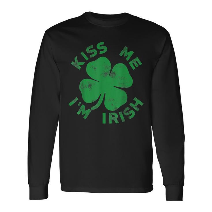 Kiss Me I'm Irish Saint Patrick Day Womens Long Sleeve T-Shirt Gifts ideas