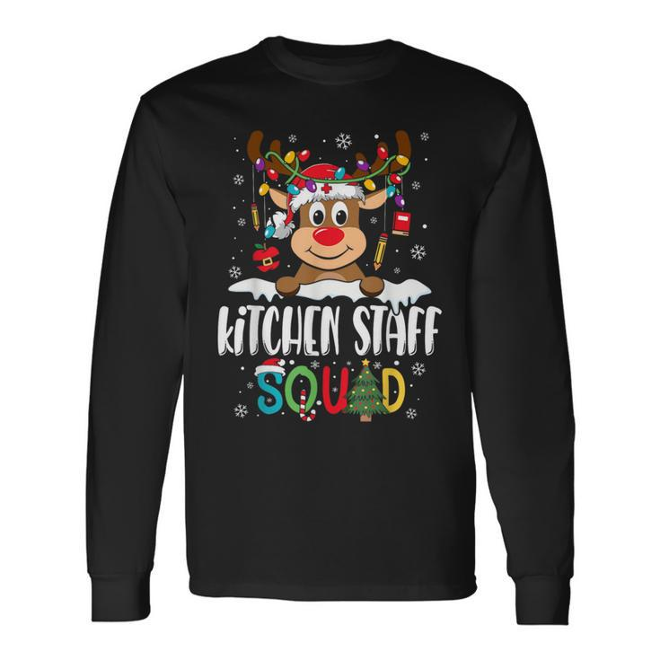 Kitchen Staff Squad Reindeer Lunch Lady Christmas Long Sleeve T-Shirt