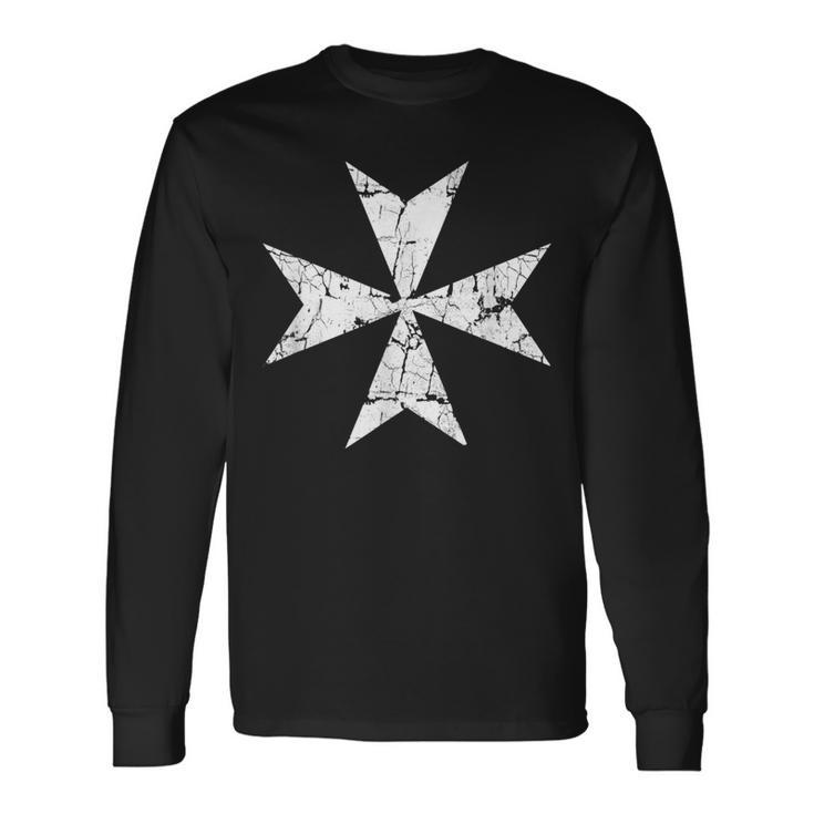 Knights Hospitaller Cross Distressed Long Sleeve T-Shirt