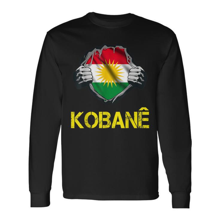 Kobani Kobane Kurdish Kurd Symbol Kurdistan Flag Langarmshirts Geschenkideen