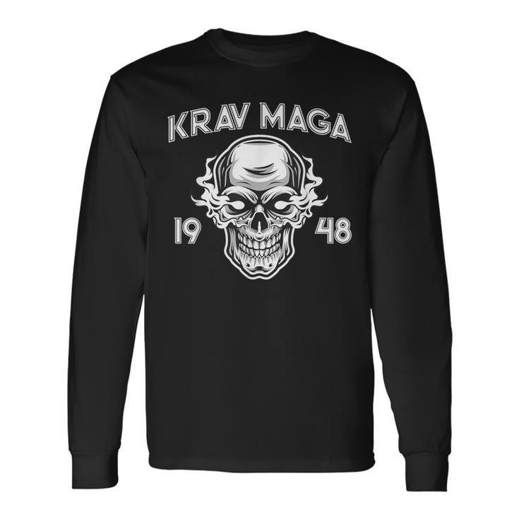 Krav Maga Gear Israeli Combat Training Self Defense Skull Long Sleeve T-Shirt