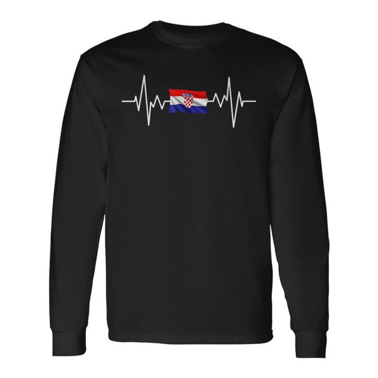 Kroatische Flagge Geschenk Herzschlag Kroatien Hrvatska Langarmshirts Geschenkideen