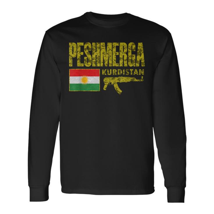 Kurduístan Power Peshmerga Freedom Fighter Free Kurdistan Long Sleeve T-Shirt