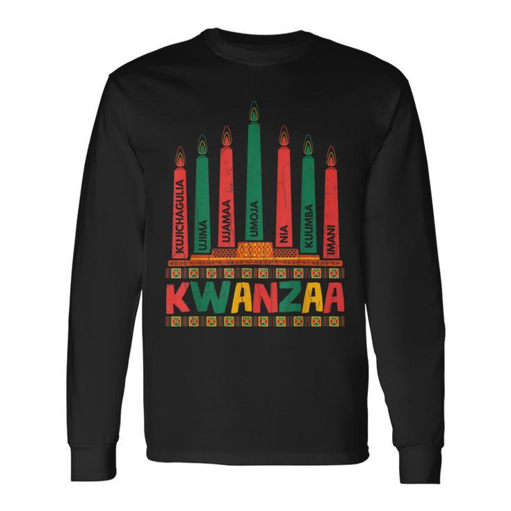Kwanzaa Kinara African American Celebration Graphic Long Sleeve T-Shirt