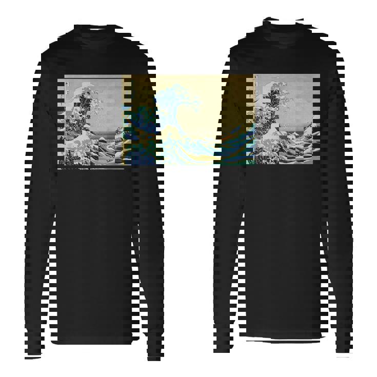 La Gran Ola De Kanagawa Coolintage Pintura Japonesa Camiseta de manga larga