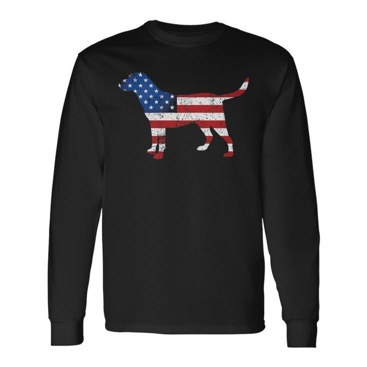 Labrador 4Th Of July Patriotic American Usa Flag Lab Lover Long Sleeve T-Shirt