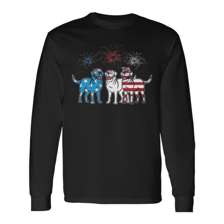 Labrador American Flag Usa 4Th Of July For Dog Lover Long Sleeve T-Shirt