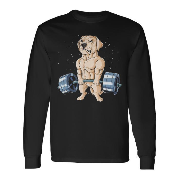 Labrador Weightlifting Deadlift Fitness Gym Long Sleeve T-Shirt