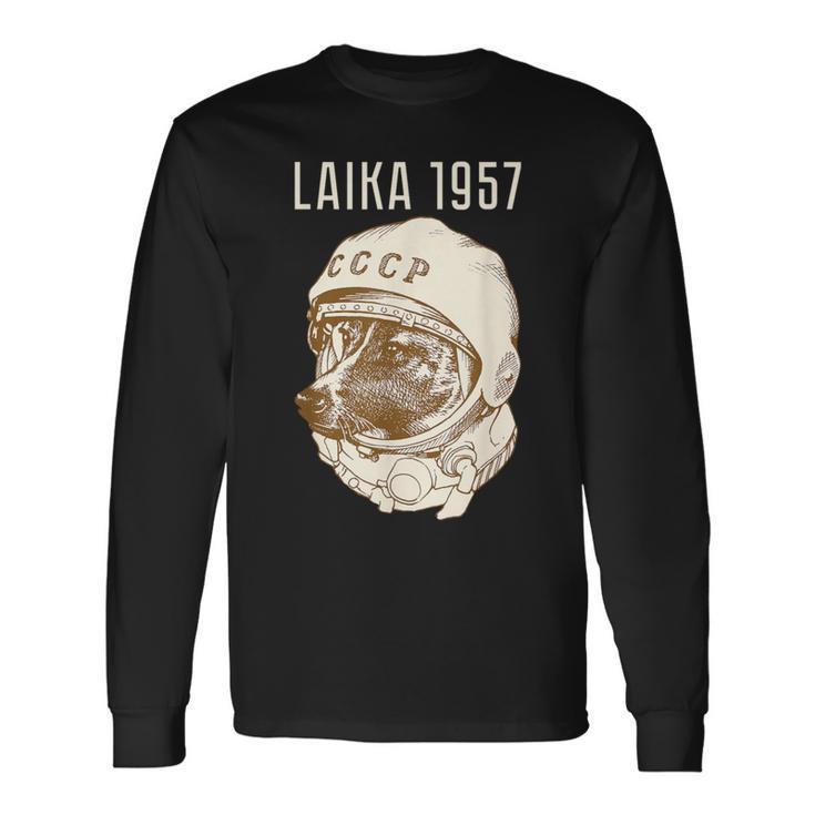 Laika Dog Sputnik Space Space Ussr Langarmshirts Geschenkideen