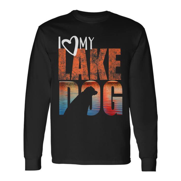 Lake Bum T I Love My Lake Dog Black Lab Chocolate Lab Long Sleeve T-Shirt