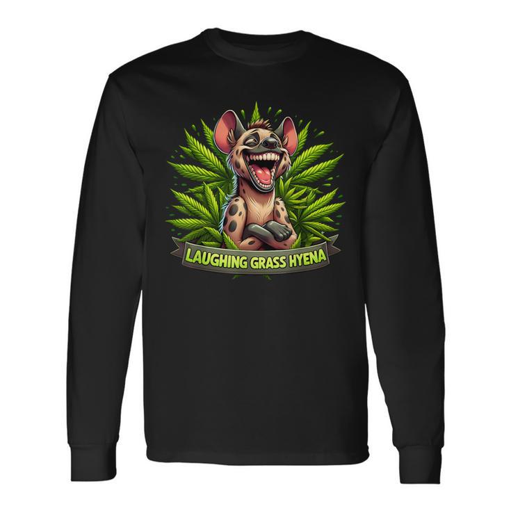 Laughing Grass Hyena Weed Leaf Cannabis Marijuana Stoner 420 Long Sleeve T-Shirt