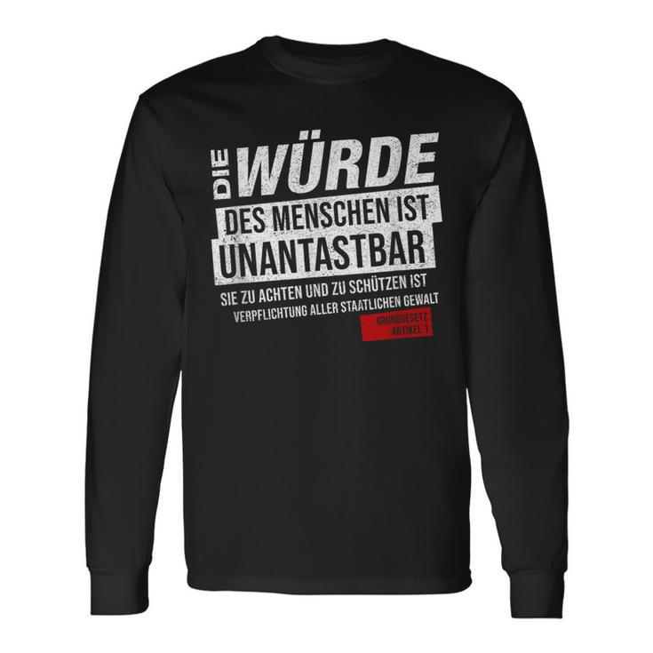 Basic Law Article 1 Die Zürde Des Menschen Ist Unantastbar Langarmshirts Geschenkideen