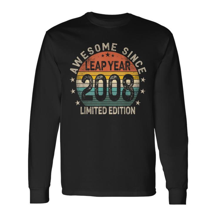 Leap Year 16Th Birthday Awesome Since 2008 Vintage Leap Day Long Sleeve T-Shirt