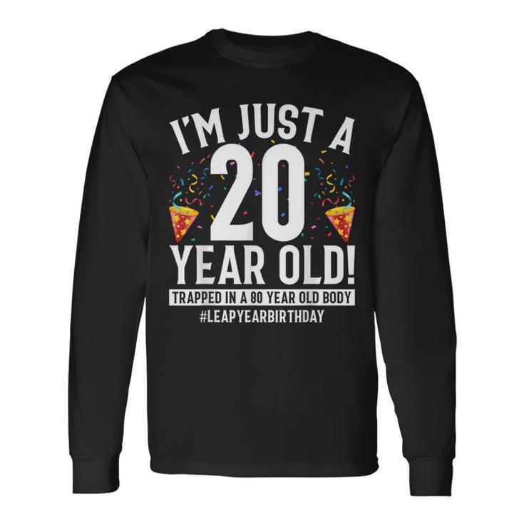 Leap Year 2024 80Th Birthday 80 Years Old Bday Long Sleeve T-Shirt