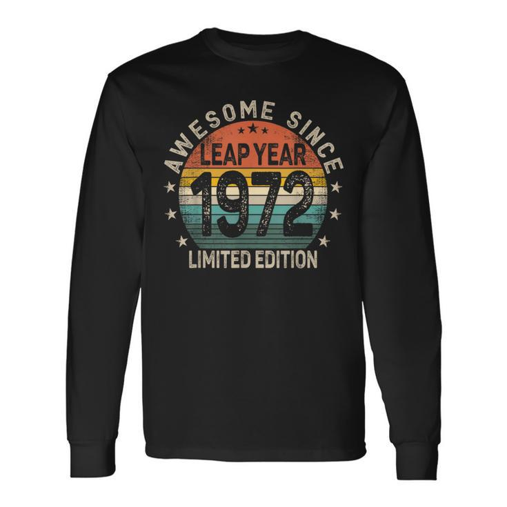 Leap Year 52Nd Birthday Awesome Since 1972 Vintage Leap Day Long Sleeve T-Shirt