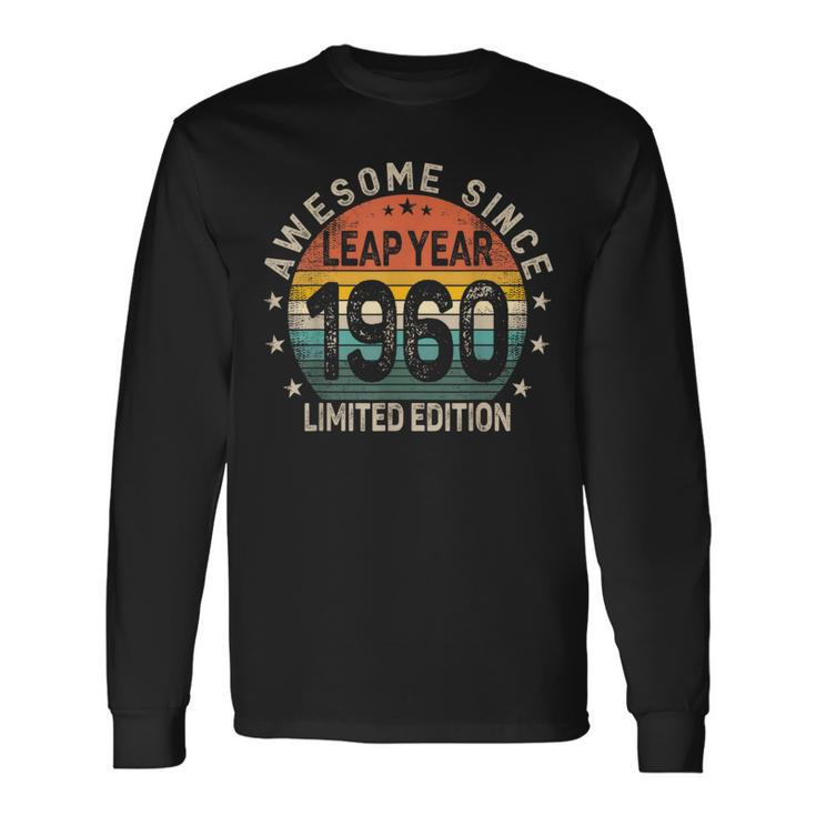 Leap Year 64Th Birthday Awesome Since 1960 Vintage Leap Day Long Sleeve T-Shirt