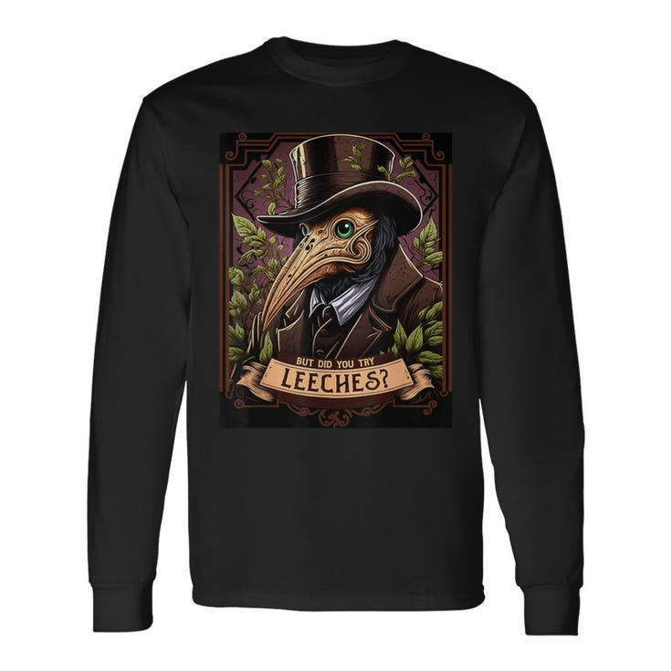 The Leech-Bearing Plague Doctor Middle Ages Medical Retro Long Sleeve T-Shirt
