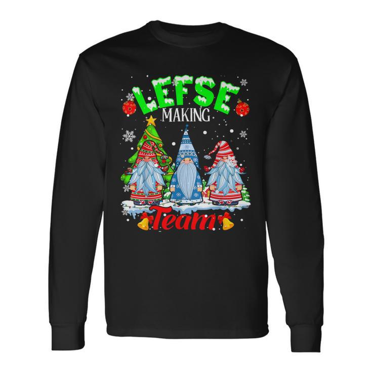 Lefse Making Team Christmas Gnomes Norwegian Lefse Lover Long Sleeve T-Shirt