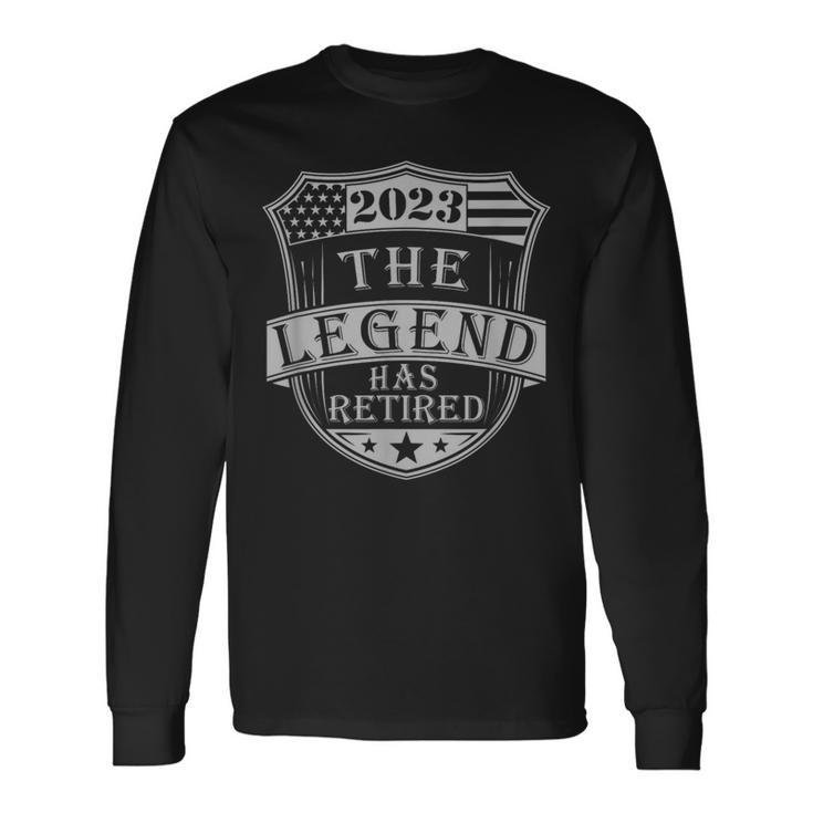 The Legend Has Retired 2023 Retirement Vintage Retro Long Sleeve T-Shirt