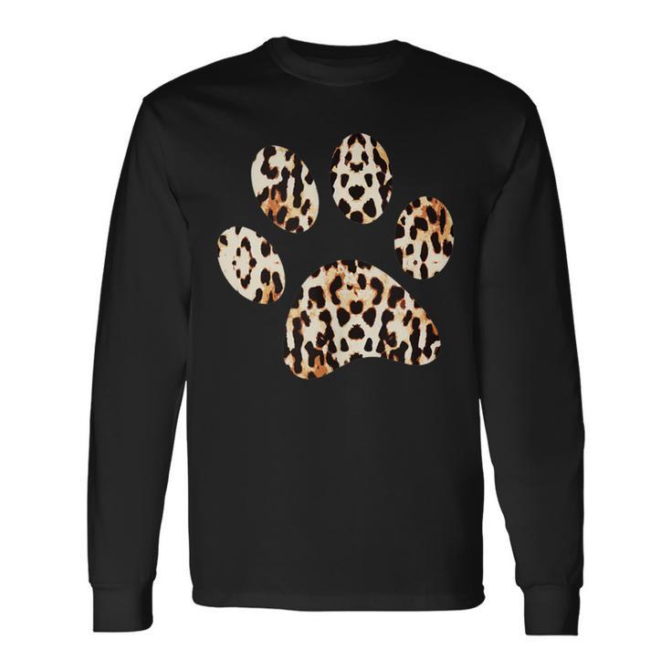 Leopard Cheetah Paw Print Long Sleeve T-Shirt