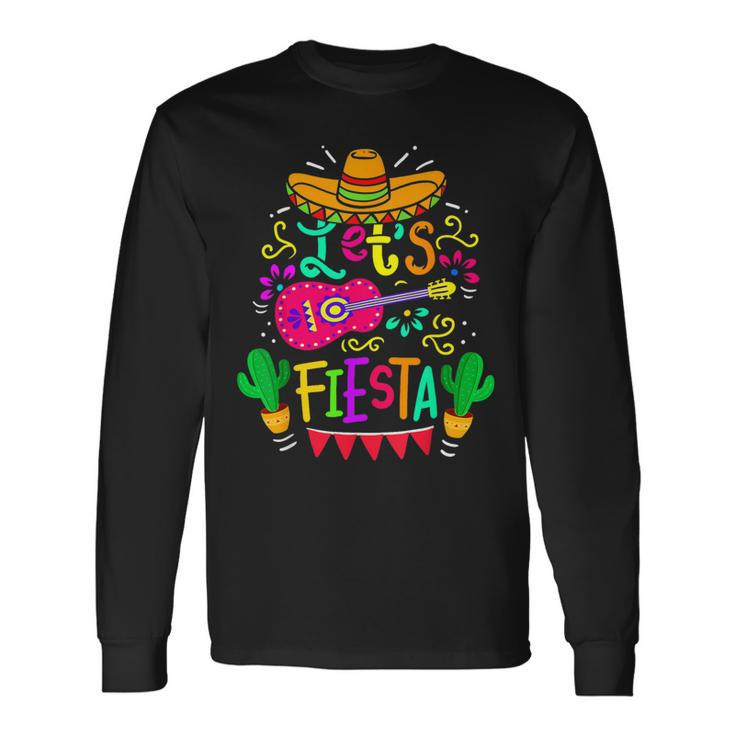 Let's Fiesta Cinco De Mayo Mexican Party Guitar Lover Long Sleeve T-Shirt Gifts ideas