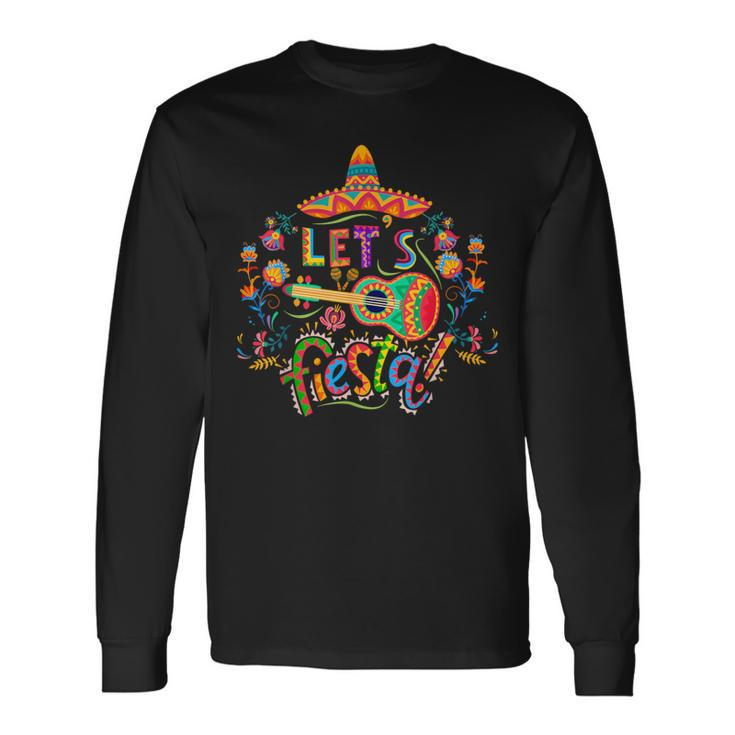 Let's Fiesta Cinco De Mayo Fiesta Squad Sombrero Hat Mexican Long Sleeve T-Shirt