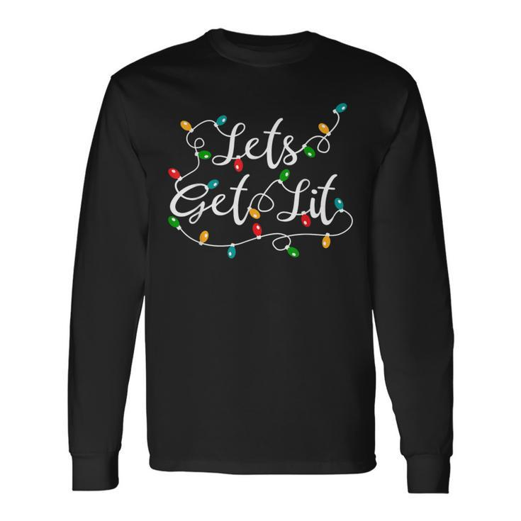 Let's Get Lit Xmas Holidays Christmas Long Sleeve T-Shirt Gifts ideas
